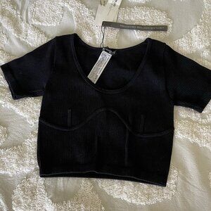 ZARA Limitless Contour Collection Ribbed Cropped Top Babydoll Style Size XS-S